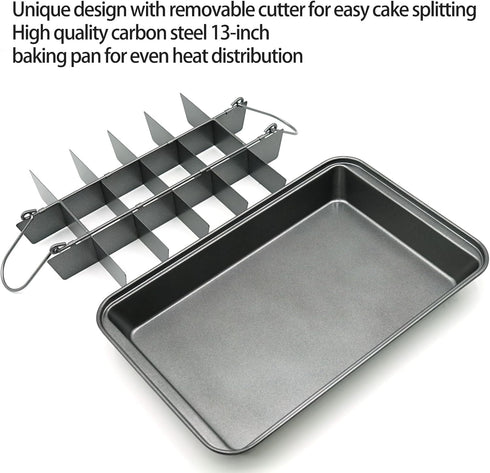 Kundalini Brownie Pan with Dividers - Non-stick Rectangular Baking Pan for Brownies and Cookies