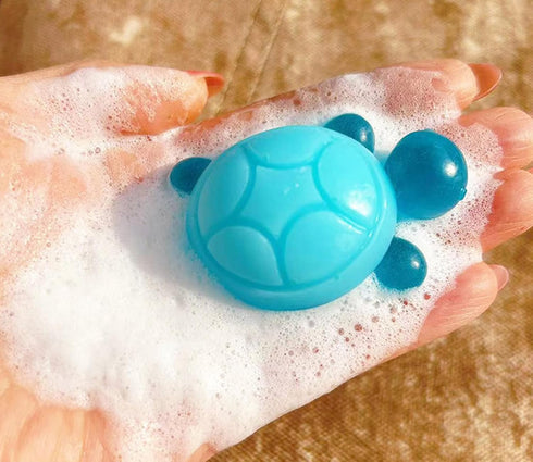 T-shin Bars,4 Turtle Shape Scented Botanical Bath Soap PCS Multicolour Handmade Essential Oil Clean Toning Soaps