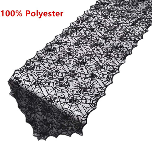 ibohr Halloween Table Runner with Spider Web Lace, Festival Table Decoration for Parties, 18 X 72 Inch