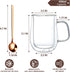 16 OZ, Set 2 Double Walled Glass Coffee Mugs Borosilicate Glass Coffee Cups of with Spoons, Insulated Clear Coffee Mug