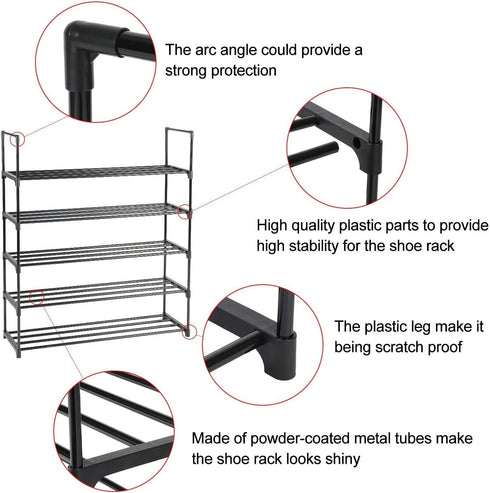 6-Tier Metal Shoe Rack, Stackable Shoe Tower, Shoe Storage Organizer Metal Cabinet Durable Multifunctional Shelf