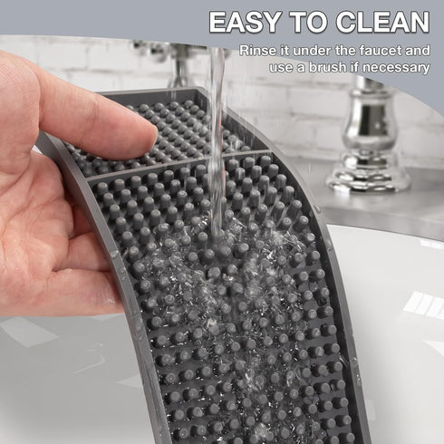 Noverlife 2PCS Bar Mats for Countertop, 24x3in Flexible Spill Mats, Non-Slip Gray Rubber Cocktail Mats for Kitchen