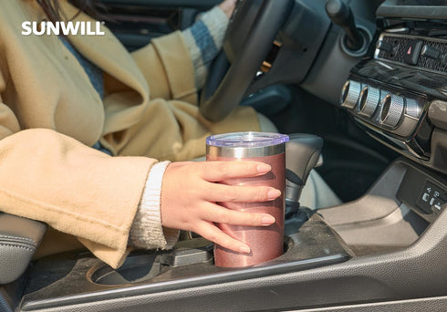 SUNWILL 20 oz Travel Coffee Tumbler, Insulated Mug with Lid, Stainless Steel Cup, Rose Gold
