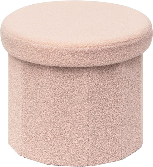 B FSOBEIIALEO Storage Ottoman Cube, Round Ottomans with Storage Foot Stool Footrest