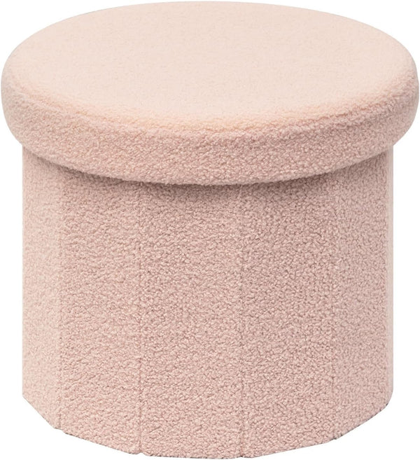 B FSOBEIIALEO Storage Ottoman Cube, Round Ottomans with Storage Foot Stool Footrest