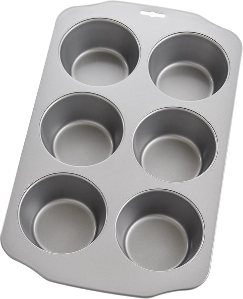 Mrs. Anderson's Baking Nonstick Jumbo Muffin Pan, 6-Cup, Carbon Steel, PFOA Free, 13 x 8.75-Inches