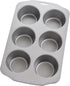 Mrs. Anderson's Baking Nonstick Jumbo Muffin Pan, 6-Cup, Carbon Steel, PFOA Free, 13 x 8.75-Inches