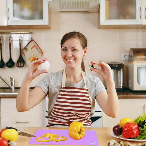 Colorful ZVP Plastic Cutting Boards for Kitchen, Flexible Mats with Food Icon, Non-Slip, BPA Free