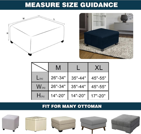 NeColorLife Square Ottoman Cover Large,Stretch Square Ottoman Covers Slipcover,Knitted Jacquard Cover for Storage