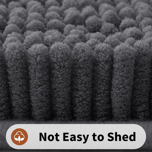 Yimobra Luxury Dark Gray Shaggy Toilet Bath Mat U-Shaped Contour Rugs, 24.4 x 20.4 Inches, Soft, Non-Slip,