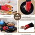 Silicone Oven Mitts - Red Heat Resistant 500F 13.6 in Waterproof Grippy Design for Cooking and Baking