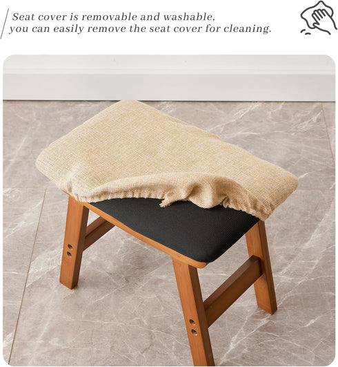 Kitsanery Foot Stool,Ottoman,Bamboo Small Sofa Foot Rest Under Desk,Extra Seating for Living Room, Bedroom