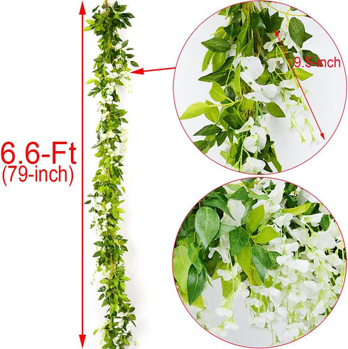 HANDIC Wisteria Garland 5pack - 33Ft Artificial Fake Wisteria Vine Hanging Flowers Fake Vines Plants