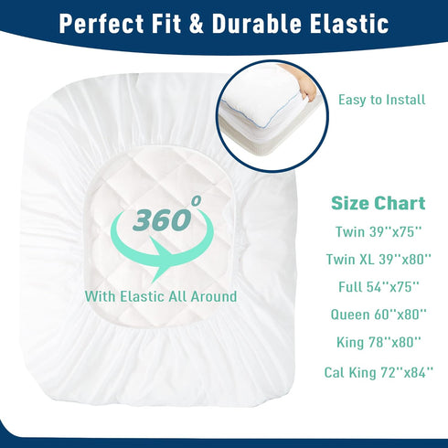 18-22" Queen Mattress Pad Cotton Mattress Pad Cover Quilted Mattress Cover Deep Pocket Mattress Protector Queen Size