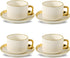 LETAOTAO Cappuccino Cups with Saucers, 8oz Ceramic Coffee Cups with Saucers Set,