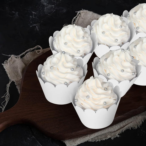 KPOSIYA Set of 100 Artistic Bake Cake Cups, Filigree Lace Cupcake Wrapper Liner for Wedding Birthday Decoration