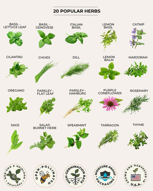 60 Tactiko Survival Medicinal & Survival Seed Kit Heirloom Non-GMO USA Grown Seeds for Vegetables, Herbs & Edible