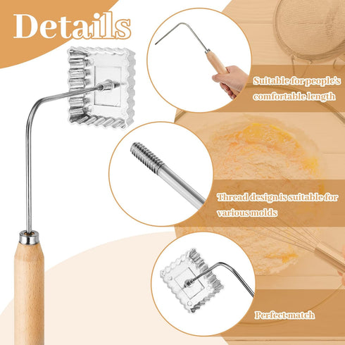 7 Pcs Achappam Mold Bunuelos Mold with Handle, Aluminum Rosette Maker Set for Interchangeable Head Kitchen Baking, 6