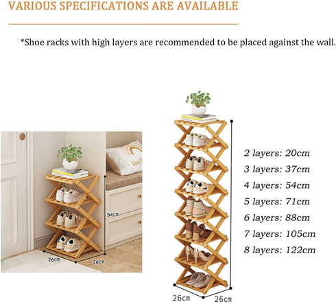 3 Comeon Shoes Rack for Front Door,Space Saving Wooden Shoes Organizer Entryway Corner Folding Shoe Shelf ([Primary