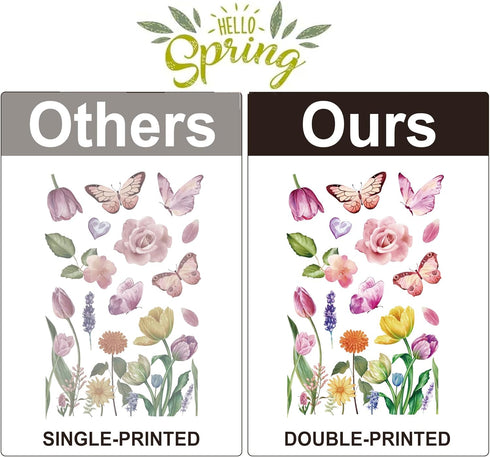 Spring Flower Window Clings, Decorations Window Decals Stickers for Home and Office.