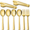 LIANYU Gold Serving Utensils Set of 8, Stainless Steel Serving Spoons, Slotted Spoons, Serving Forks, Metal Tongs for