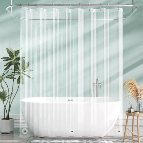 AmazerBath Shower Curtain Liner, 72x72 Clear Waterproof Plastic Shower Liner, Lightweight PEVA for Bathroom with 3
