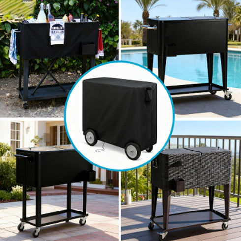 65-80 Black-32''L x18''W x32''H Kingling Cooler Cart Cover Fits Quqrt Patio Cooler Cart, Waterproof Outdoor Cooler Cart