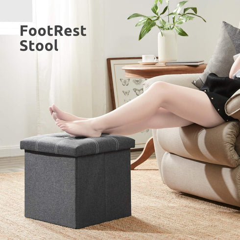 15 inches 300lbs, YOUDENOVA Storage Ottoman Cube, Foldable Storage Boxes, Padded Seat for Dorm Living Room, Support