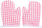 DOITOOL Kids Oven Mitts - 2Pcs Red Checkered Heat Resistant Kitchen Mitts for Children Play Kitchen Baking