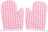 DOITOOL Kids Oven Mitts - 2Pcs Red Checkered Heat Resistant Kitchen Mitts for Children Play Kitchen Baking