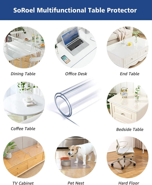 2Pcs 22 Inch PVC Tablecloth Round Clear Plastic Dining Table Protector Cover Waterproof Easy Clean Transparent Desktop