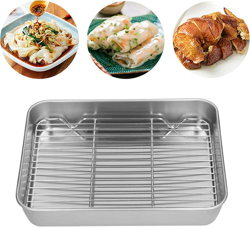 Nonstick Roasting Pan, Small Roasting Pan with Flat Rack, Professional Roast Pan Set