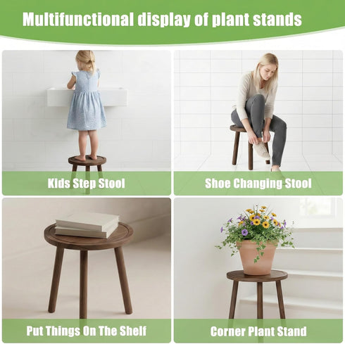 SEQUEDA Wood Plant Stands Indoor, Updated Single Plant Stand Modern Plant Table for Large Plants, Wooden Plant Stool