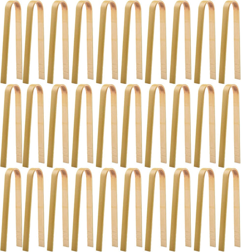 30 Pcs Wooden Tongs for Charcuterie, Mini Bamboo Disposable Tongs for Serving Food, Natural Wooden Cooking