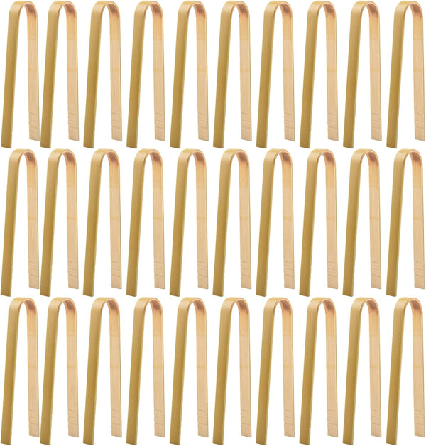 30 Pcs Wooden Tongs for Charcuterie, Mini Bamboo Disposable Tongs for Serving Food, Natural Wooden Cooking