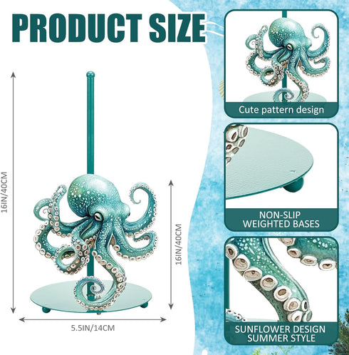 Shimeyao Octopus Metal Paper Towel Holder Beach Coastal Octopus Kitchen Decor Accessories Large Metal Towel Holder