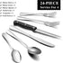 Wildone 24-Piece Flatware Set with Steak Knives, Stainless Steel Silverware Cutlery Set Service for 4, Tableware Eating Utensils Include Knives/Forks/Spoons, Mirror Polished, Dishwasher Safe by Wildone