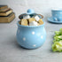 City to Cottage Ceramic Sugar Bowl with Lid, 10oz Container for Coffee Bar, Handcrafted Sky Blue Polka Dot