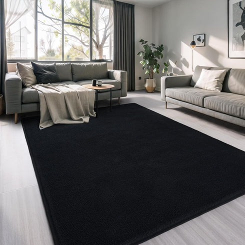 AROGAN 4x6 Feet Modern Shag Area Rug for Bedroom, Plush Memory Foam Bedside Rug, Washable Indoor Carpet Decor, Black