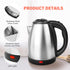 Stainless Steel Electric Tea Kettle, 1.7L Cordless Water Boiler with 360 Degree Rotational Base, 1000W, Silver