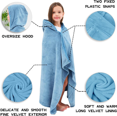 50"x30" 3-12 Hiturbo Kids Hooded Bath Towel: Soft Plush Pool Beach Fleece Towel Blanket - Toddler Towels Wrap for Boys