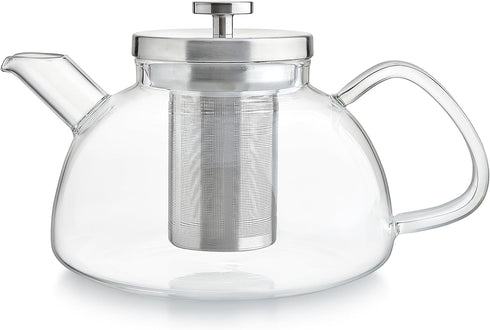 40oz Teabloom Balance Borosilicate Glass Tea Kettle & Teapot Stovetop-Safe, Deep Loose Tea Infuser for Hot & Iced Tea