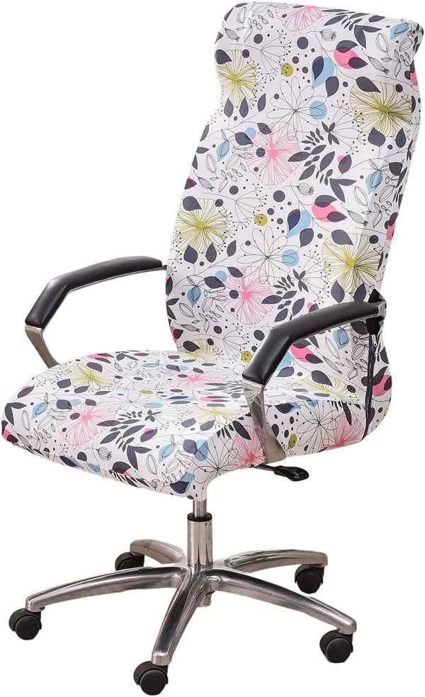 CRFATOP Stretch Computer Office Chair Cover with Durable Zipper, Universal Rotating Desk Chair Slipcover