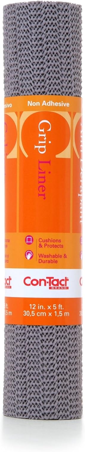 Con-Tact Brand Grip Classic Shelf Liner - Non-Adhesive Drawer Liner, Multi-Purpose Design, 12" x 5', Pack of 6