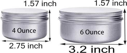 6 Ounce Aluminum Cans, 180 mL Screw Lid Metal Storage Tins for Spices, Candies, 6 Pcs