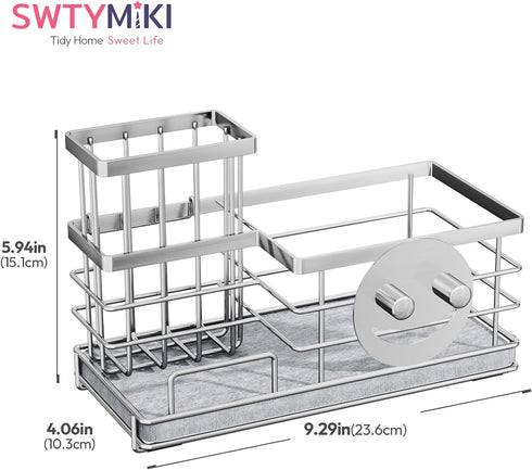 Countertop, SWTYMIKI Kitchen Sink Caddy Organizer, Smiley Face Sponge Holder for Kitchen Sink, Instant Drying Sponge
