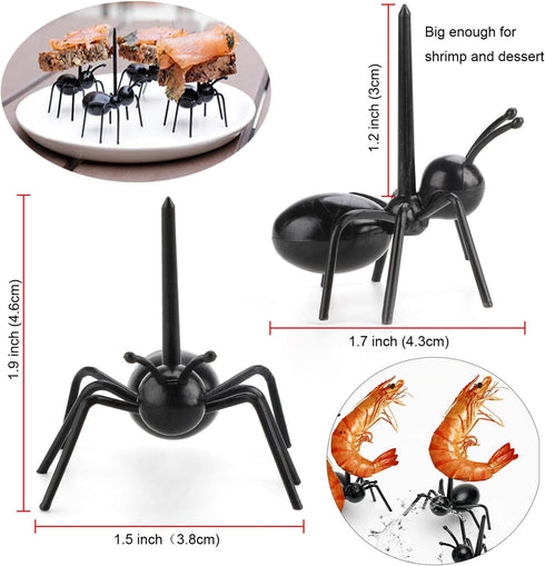Ant Toothpicks Fruit Dessert Fork - 24Pcs Reusable Animal Appetizer Forks with Storage Box for Kitchen Party