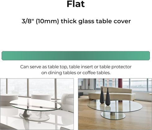 12-Inch 3/8 Round Tempered Glass Table Top, Thick, Flat Polished Edge, Durable Glass for Dining, Coffee, and Office