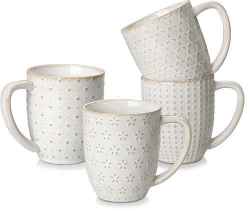 MALACASA LYDIA Coffee Mugs, 16 OZ Ceramic Mugs Set of 4 with
