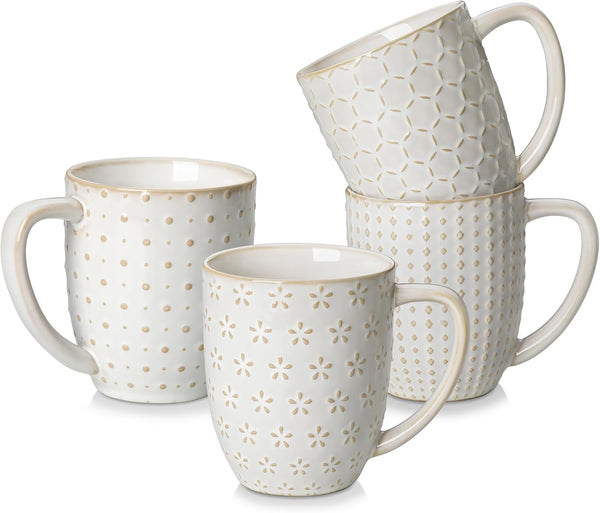 MALACASA LYDIA Coffee Mugs, 16 OZ Ceramic Mugs Set of 4 with